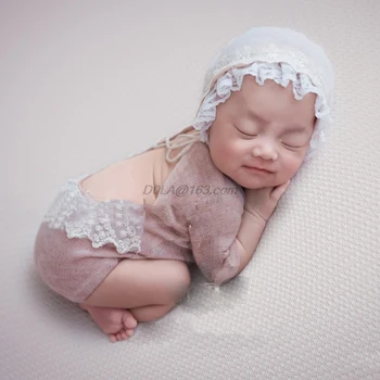 

THINKTHENDO Hot Sell Newborn Photo Prop Set Baby Boy Girls Photography Outfit Knitted Romper Blanket