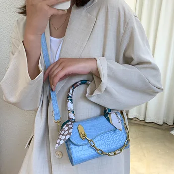 

chain Design Small PU Leather Crossbody Shoulder Bag for Women 2020 Summer Luxury Crocodile Pattern Handbags Messenger Bag Purse
