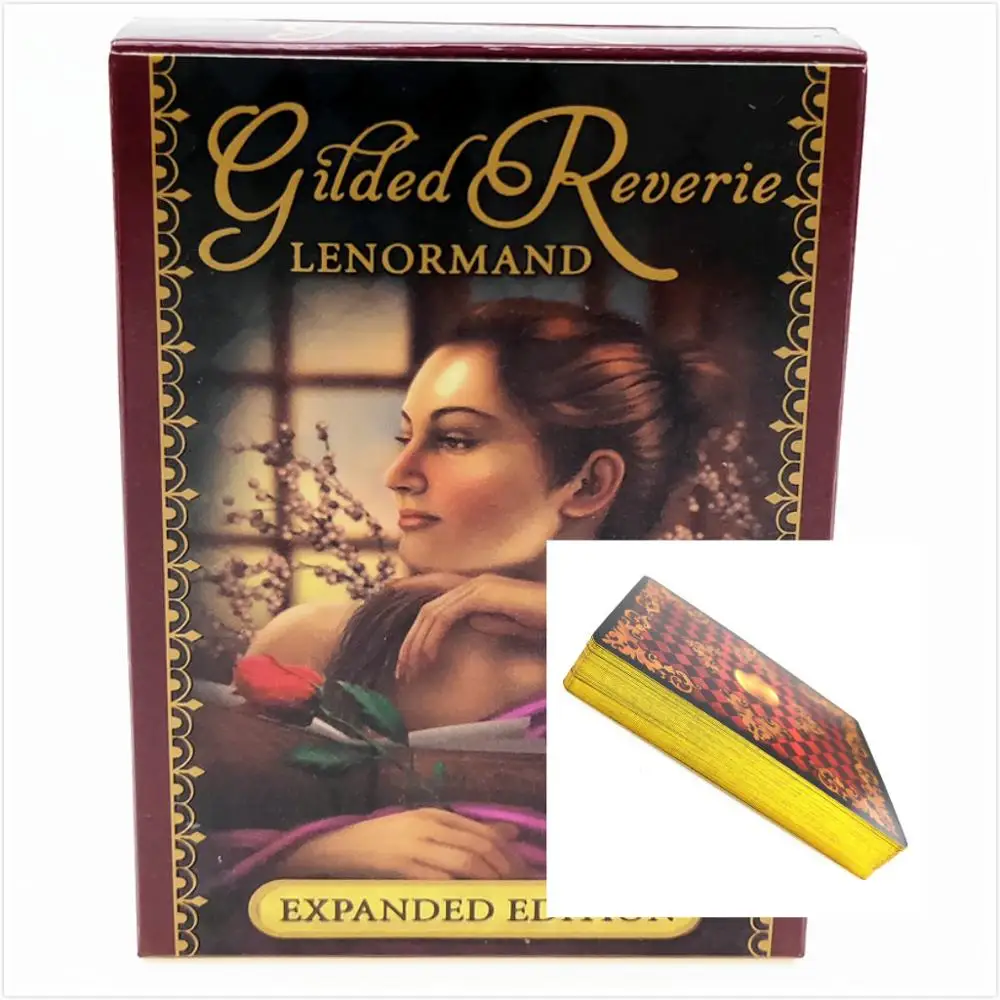 

Full English Lenormand Oracle Cards Golden Divination Cards Mystic fate Board Game for women