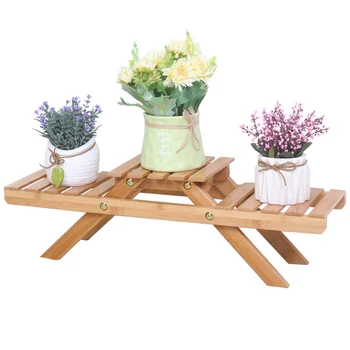 

Table Flower Stand Desktop Succulent Racks Bamboo Desk Storage Rack Mini Table Flower Stand