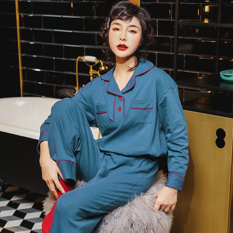

8328 # Red Stripe Button Cardigan Cm Long Sleeve Pajamas Homewear Set Series