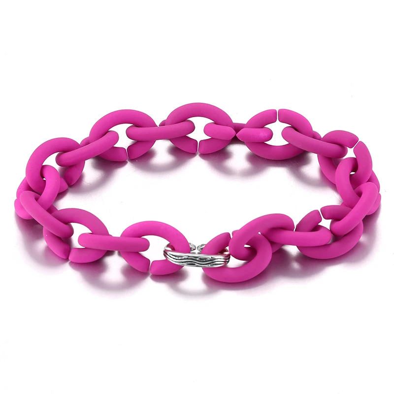 925 Silver Round Charms Bead Charm Bracelets& Bangles Gifts for Men for Women Accessories Jewellery 10 Colors Rubber Bracelet - Окраска металла: PX0069