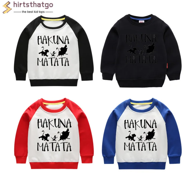 

Boy Girl Hakuna Matata Funny Hoodies Sweatshirts Kid Autumn Toddler Winter Clothes Kid Pullover Tops Black Friday Gift