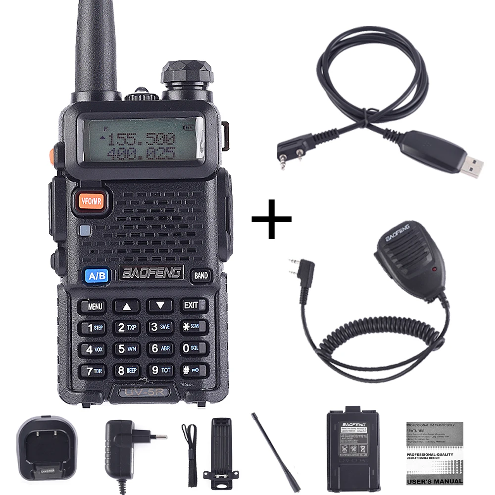 UV5R-Mic-cable BaoFeng UV-5R рация двухсторонняя cb радио обновленная версия baofeng uv5r 128CH 5 Вт VHF UHF 136-174 МГц и 400-520 МГц - Цвет: UV5R-Mic-cable
