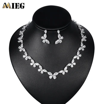 

MIEG Brand 2020 Luxury Wedding Party CZ Jewelry Set Fashion Butterfly Crystal Zirconia Necklace and Earrings For Bridal