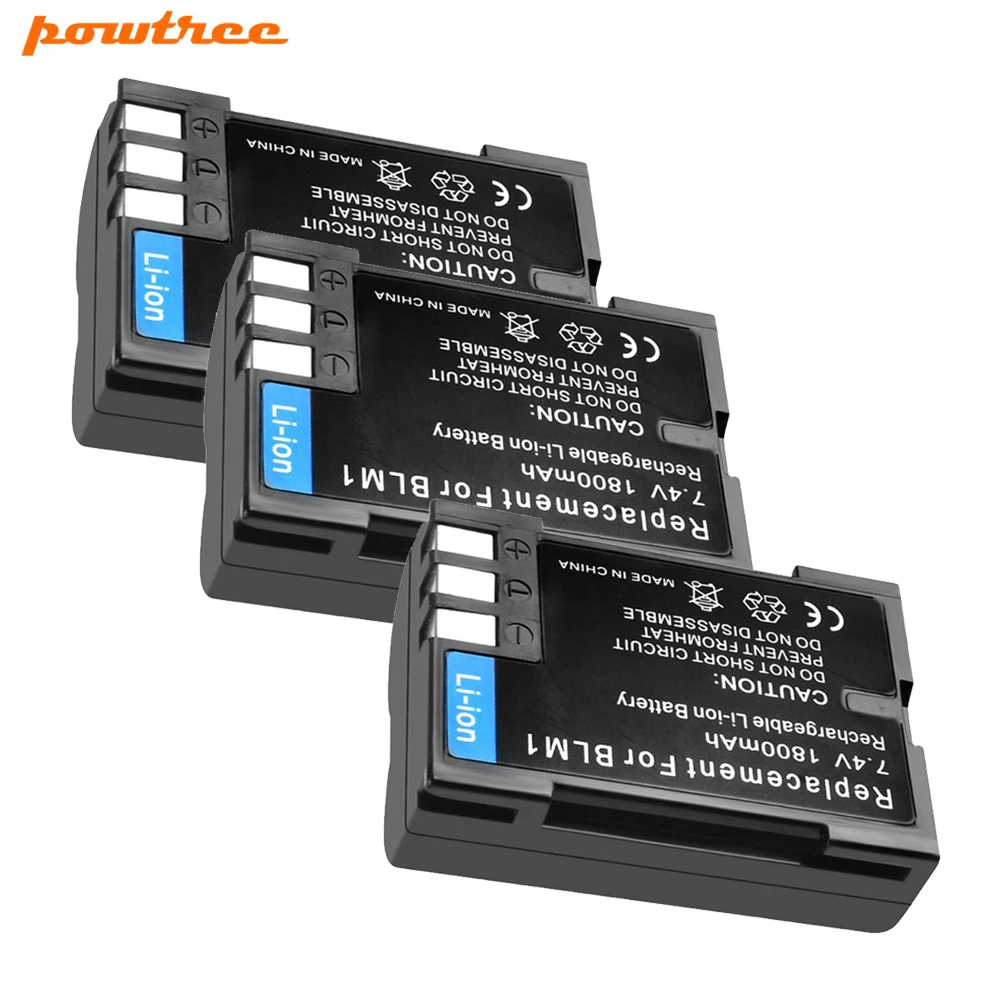 Powtree 1800 мА/ч, PS-BLM1 BLM-1 BLM1 Камера Батарея для цифровой камеры Olympus C-5060 C-7070 C-8080 E-30 E-300 E-330 E-500 E-510 E-520 E3 E30 - Цвет: 3 PACK