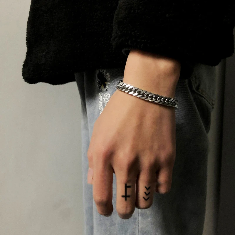 Браслет-цепочка мужской/женский из титана ширина 8 мм | Украшения и аксессуары