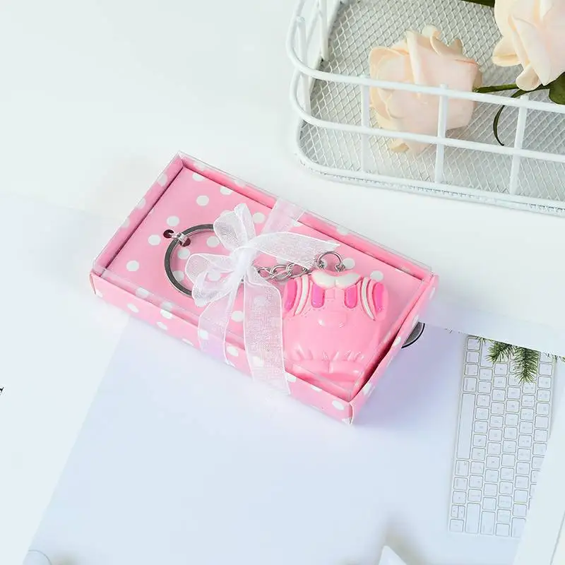pink clothes Розовый синий детская одежда брелок Смола Корона Брелок свадебный подарок коробка упаковка WB431 - Цвет: pink clothes