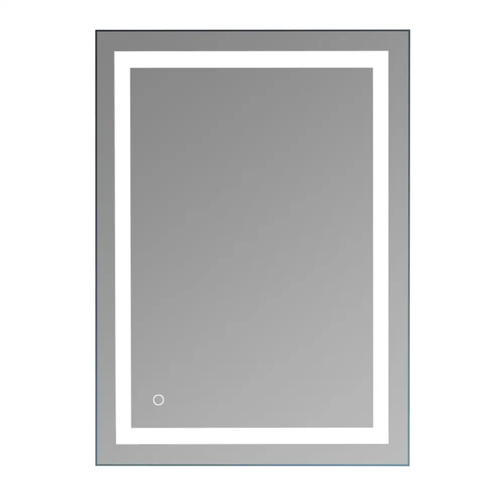 

40"x 24" Touch LED Light Mirror Square Built-in Light Strip IP67 Waterproof Made Of High Quality Glass Silver Bathroom Mirror