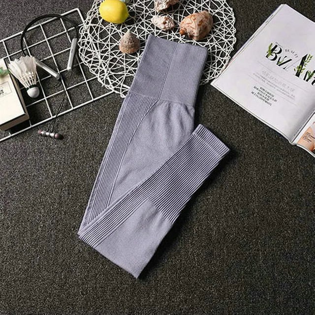 Женский бесшовный комплект для йоги, одежда для фитнеса, леггинсы с высокой талией+ спортивный бюстгальтер, комплект из 2 предметов, спортивная одежда для тренировок, Женская Спортивная одежда для бега - Цвет: Gray blue pants