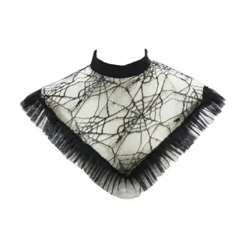 

Spider Web Style Fake Collar Net Mesh Ruffles Lace Detachable Necklace Choker Shirt Decor