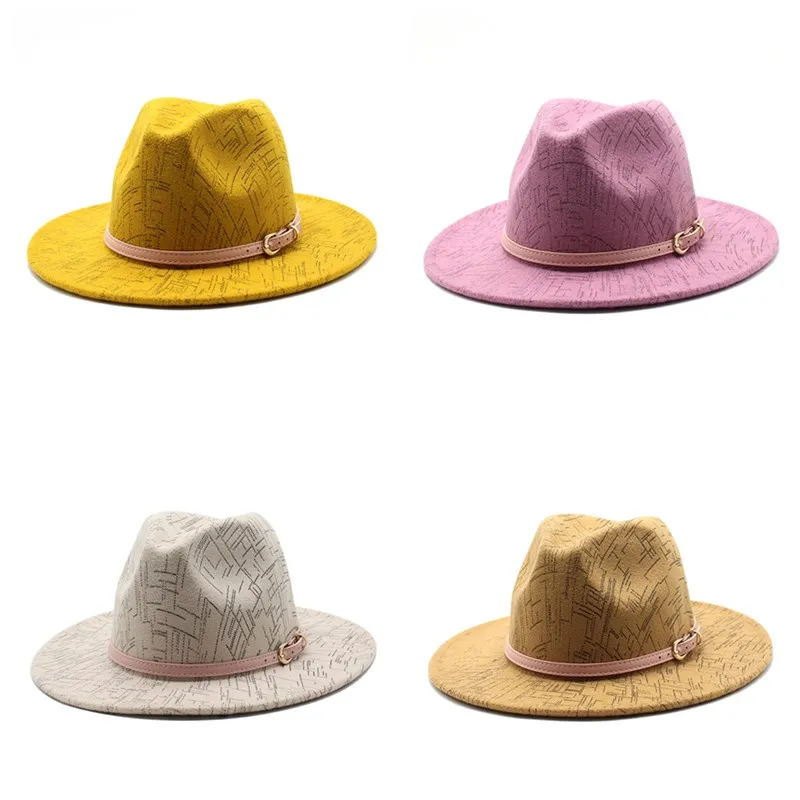 

Men Fedora hats women Cowboy Simple woolen hat jazz hats British style hat Fashion hat autumn winter big along Multicolor hat