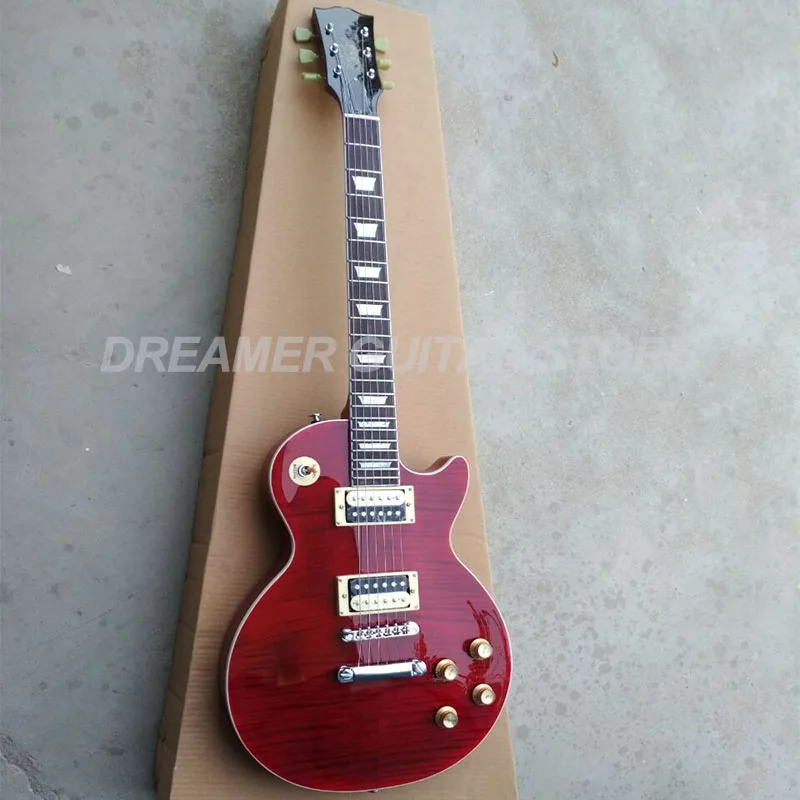 

Top Quality LPSLASH Slash Electric Guitar Red Tiger Flame Top Red-back Customized Logo Real-Photos