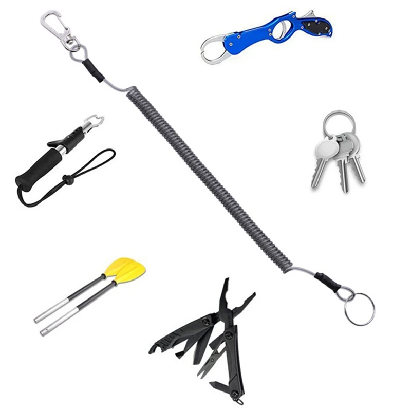 Key Lanyard Fishing Missed Rope Key Koord Key Chain Elastic Coil Stretch Tether Fashion Wire Spring Rope Lockable Metal Key Cord