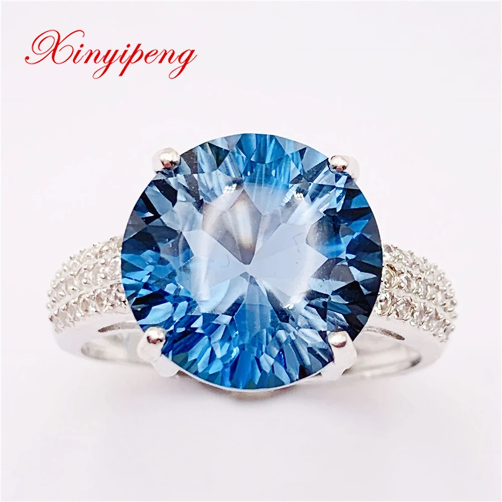 

Xin Yipeng Fine Gemstone Jewelry Real S925 Sterling Silver Inlaid Blue Topaz Rings Anniversary Gift For Women Free Shipping