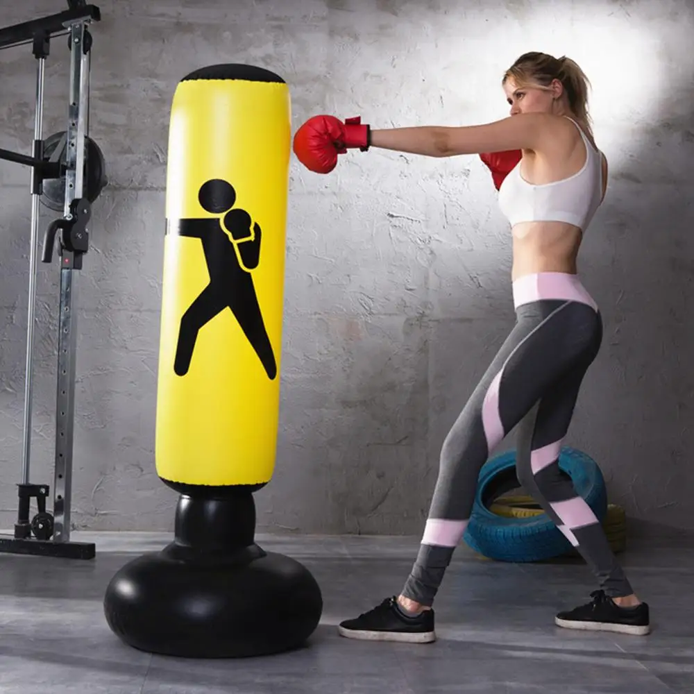 Vertical Inflatable PVC Boxing Column Fitness Decompression Hitting Thickening Foldable Easy to Move Punching Heavy Tower Bag | Спорт и