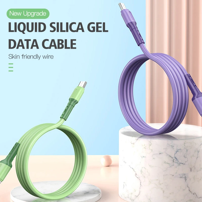 Кабель Micro USB из жидкого силикона 2 м 3 А для быстрой зарядки Samsung S6 S7 Xiaomi Redmi Huawei