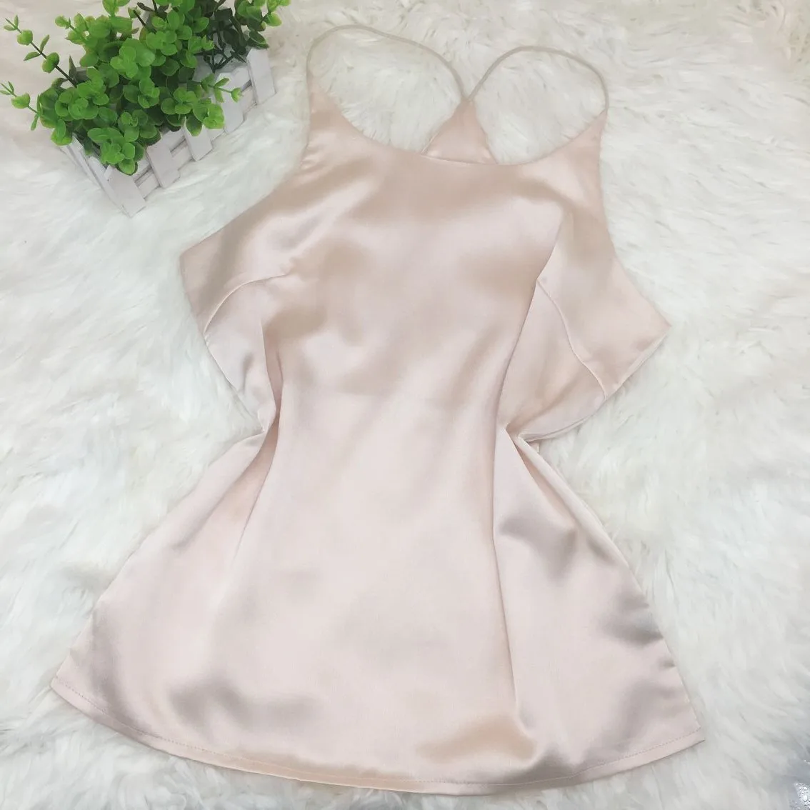 Champagne round neck Европейский и американский камзол жилет женская подходящая рубашка женская шелковая одежда - Цвет: Champagne round neck