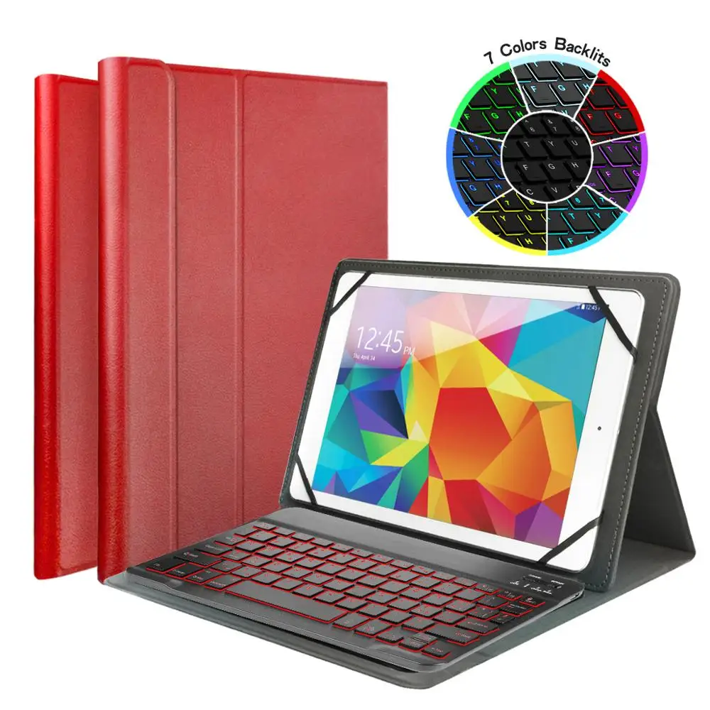 Red Чехол-клавиатура с Bluetooth подсветкой для samsung Galaxy Note 10,1 Tab S Tab A 9," 10,1" 10," универсальные планшеты - Цвет: Red