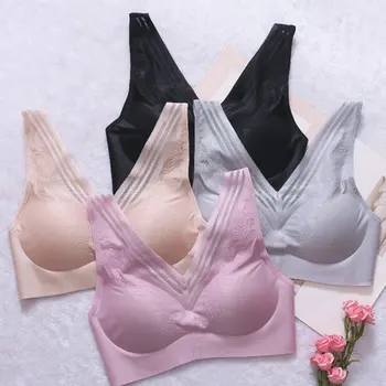 

Sexy Women Bra Lingerie Seamless Wire Free Bra Fitness Solid Color Underwear Push Up High Quality Bras QHAG