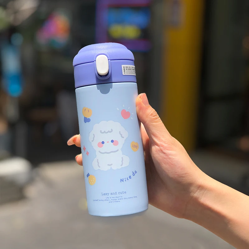 Miniso Bottles 380 ML Kawaii Bear Thermo Bottle For Kids Girl School Women  Stainless Steel Insulated Cup With Straw Cute Thermal Miniso Bottles 230320  From Kong09, $13.02