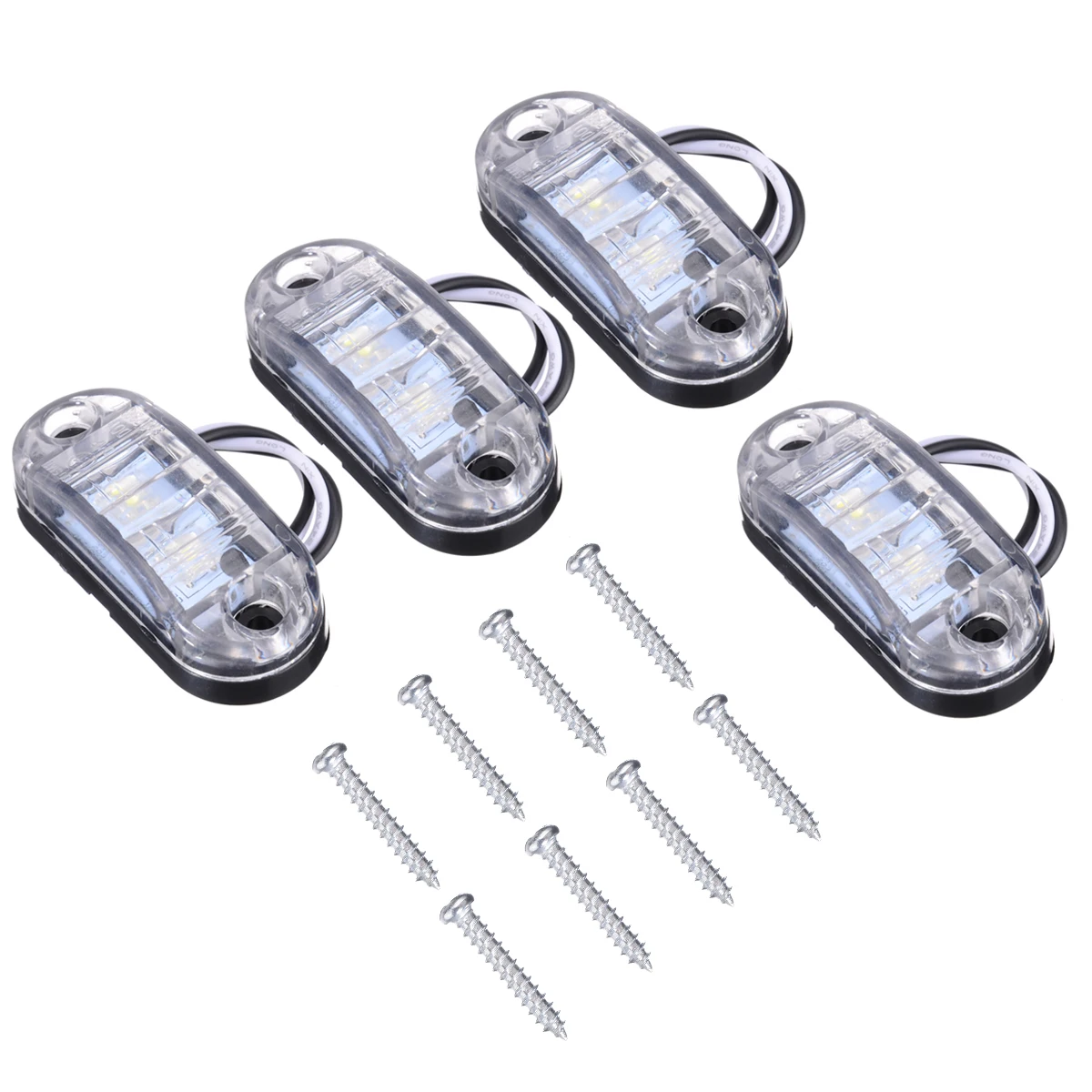 

4pcs 2LED Bright White 12V Car Trailer Truck Side Marker Indicator Light Waterproof Side Marker Light with 8 Screws