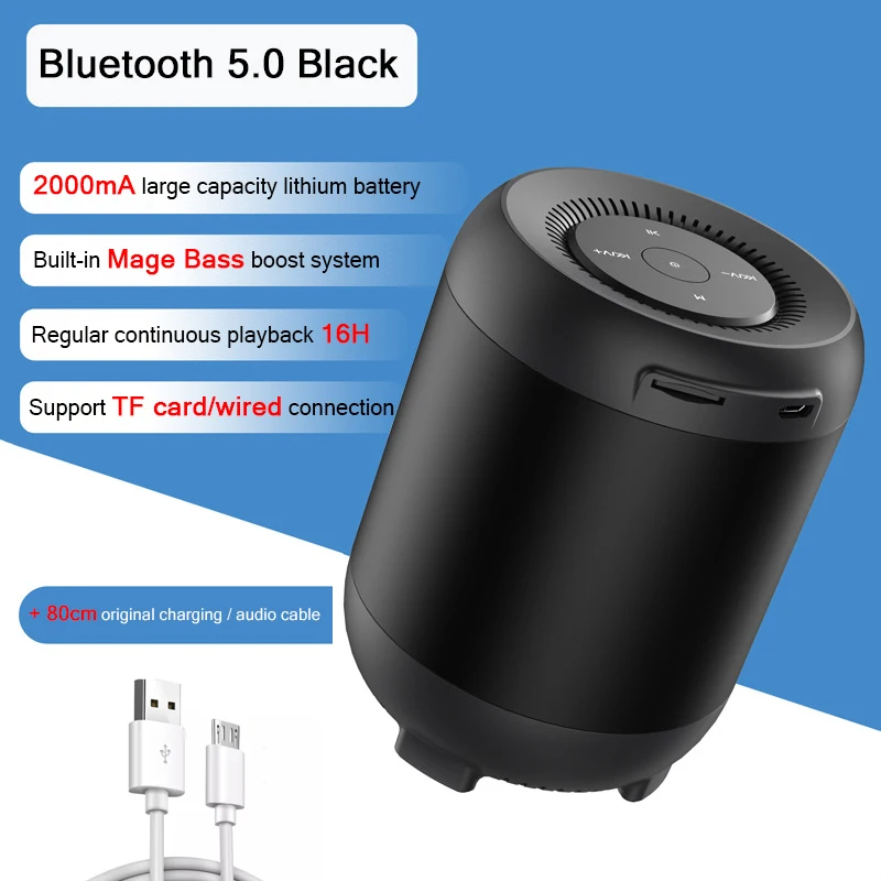 Черный Q33 Bluetooth 5,0 мини-динамик с TF картой воспроизведения проводной игровой сабвуфер TWS Беспроводная Портативная колонка - Цвет: Черный