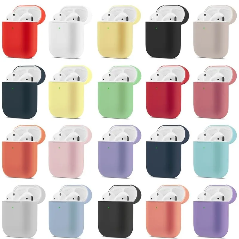 

Liquid Silicone Earphone Case for Apple Airpods 2 Cover Bluetooth Charging Box Case Simple Candy Colors AirPods Anti-knock Case