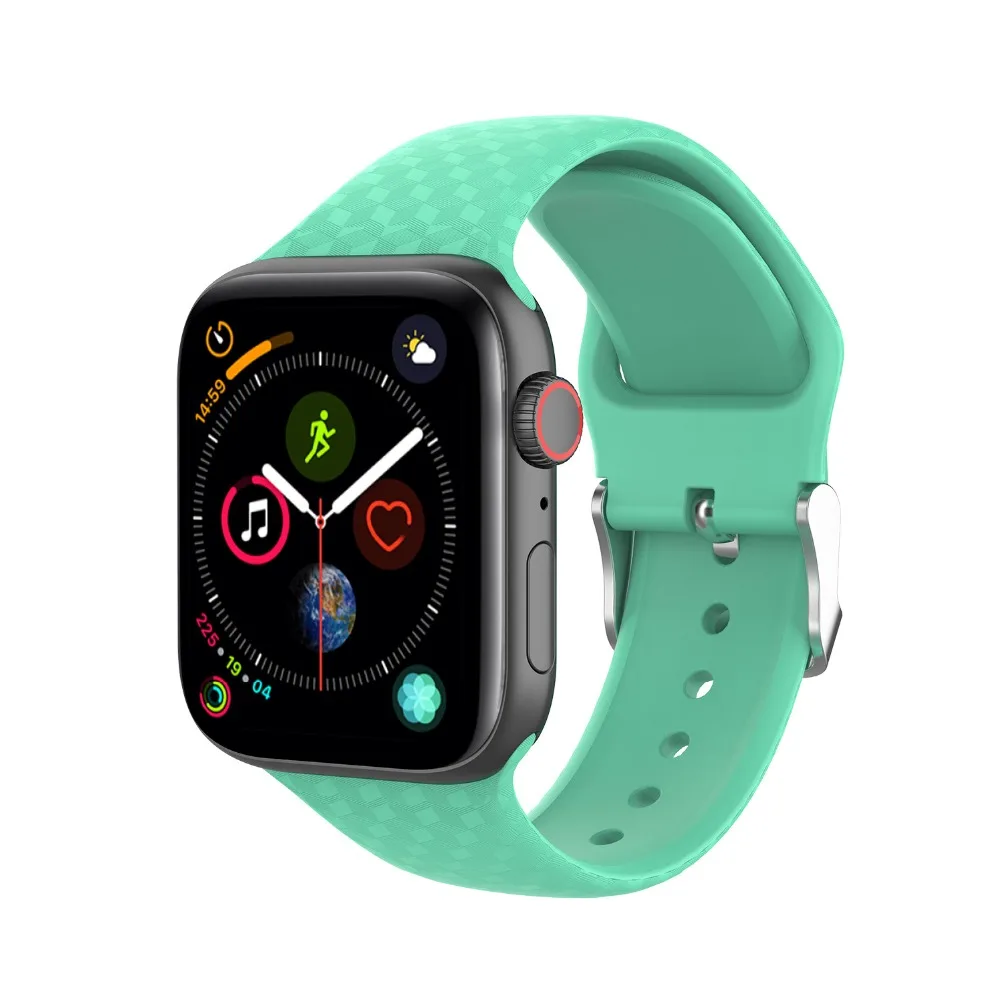 3D текстура Silicond ремешок для наручных часов Apple Watch 4 38 мм 40 мм 42 44 мм Спортивные Мягкие модные ремешки наручных часов Iwatch серии 4/1/2/3
