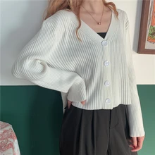 6 цветов вязаный свитер пальто с длинным рукавом Повседневный v-образный вырез сплошной цвет свободные зеленые кардиганы женские пальто(L750