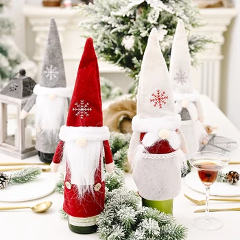 

Wine Bottle Case Santa Claus Champagne Non-woven Doll New Year Decoration Christmas Faceless Doll Wine Bottle Cover 2020 New