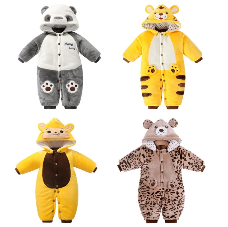 Winter Fleece Baby Rompers Long Sleeve Newborn Coat Jumpsuit Baby