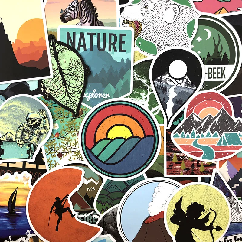 50 Pcs/set Outdoor Adventure Travel Stickers For Luggage Bicycle Motorcycle Phone Skateboards Laptop Pegatinas Anime Stickers