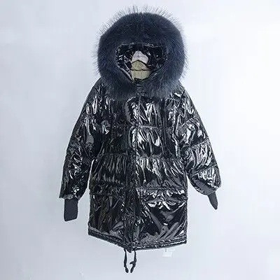 Зимнее пальто женское большой пуховик длинное пальто с натуральным мехом куртки с капюшоном одежда высокого качества - Цвет: Black 02