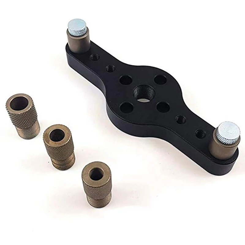 

6/8/10Mm Vertical Hole Jig Wood Dowel Hole Drilling Guide Jig Drill Bit Kit Woodworking Drilling Locator Tool Accessories(Black)