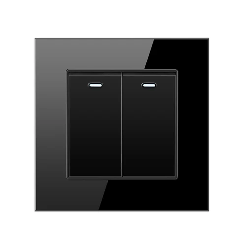 2 Gang 1 Way Хрустальная стеклянная панель, USB порт для зарядки, 2.1A, настенное зарядное устройство, светодиодный индикатор, 13А, английская розетка, выключатель, розетка, черный цвет, 1, 2, 3, 4 комплекта - Цвет: 2 Gang 1 Way