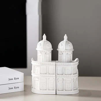 

Creative White Corner Building Resin Bookshelves Excellent Gifts Student Bookshelves Ornaments Furnishing Accessories Craft Gift