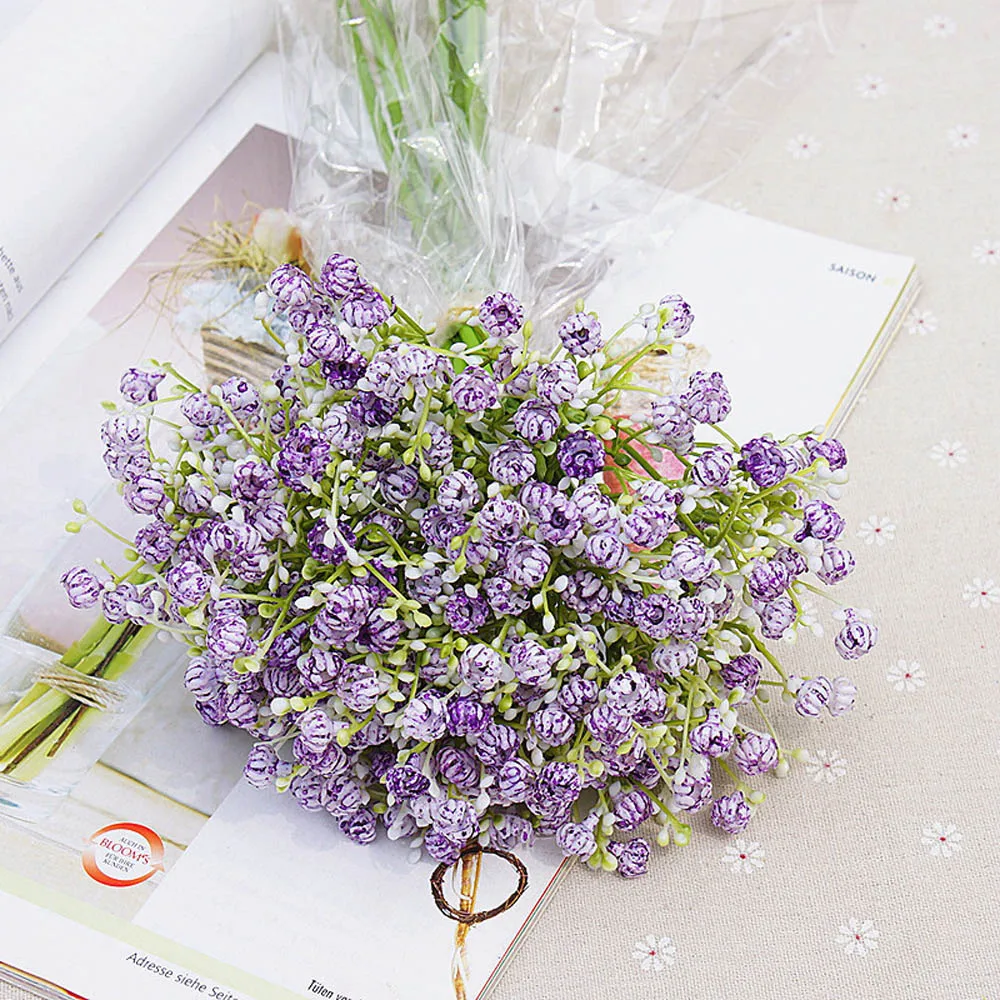 12 шт./компл. для малышей, искусственные цветы, поддельные Gypsophila DIY цветочный букет для свадьбы дома и сада вечерние украшения 4 - Цвет: Фиолетовый