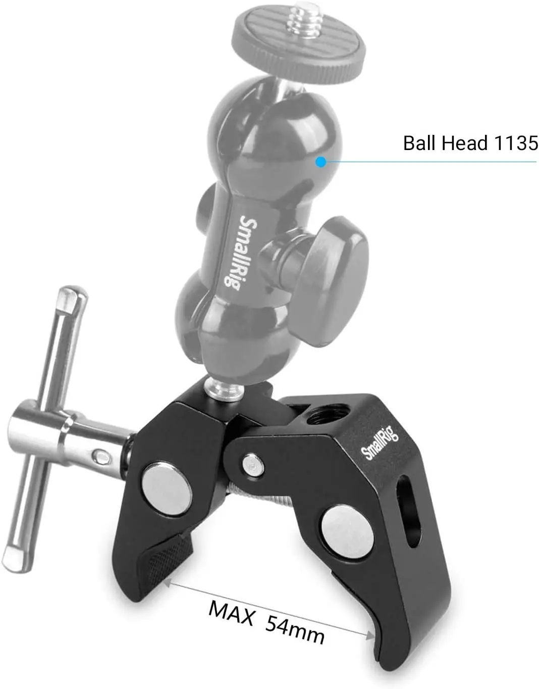 SmallRig 1/4 및 3/8 나사산 슈퍼 클램프, 15mm-44mm 막대 카메라 조명용 2 개 팩, 우산 Hhooks 선반 카메라 클램프