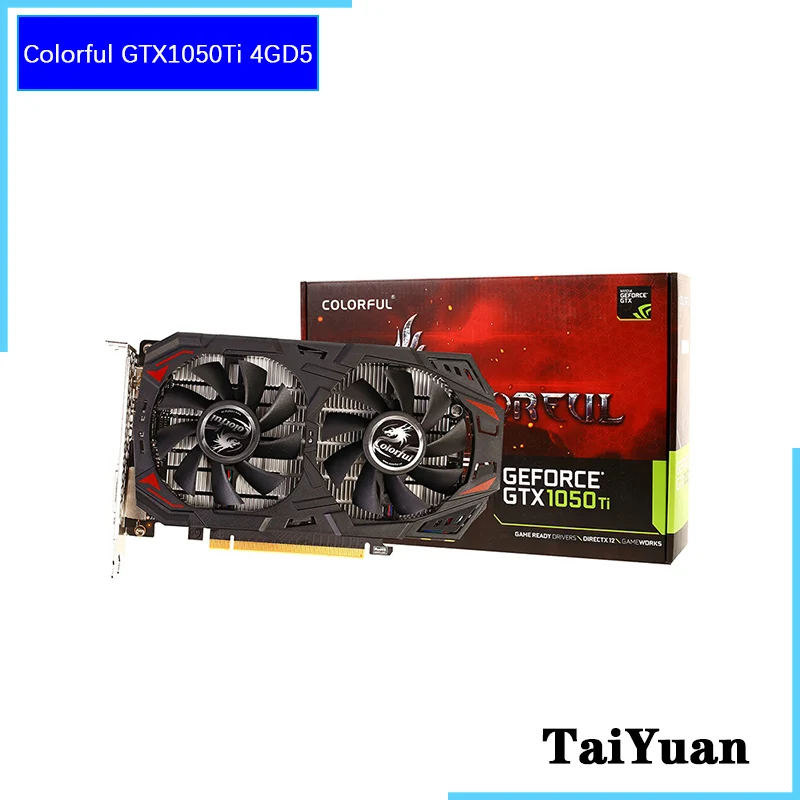 Цветная GeForce GTX1050Ti 4GD5 GTX 1050Ti 14 нм 4G GDDR5 128 бит 75 Вт DVI HDMI DP поддержка AMD Intel десктопный