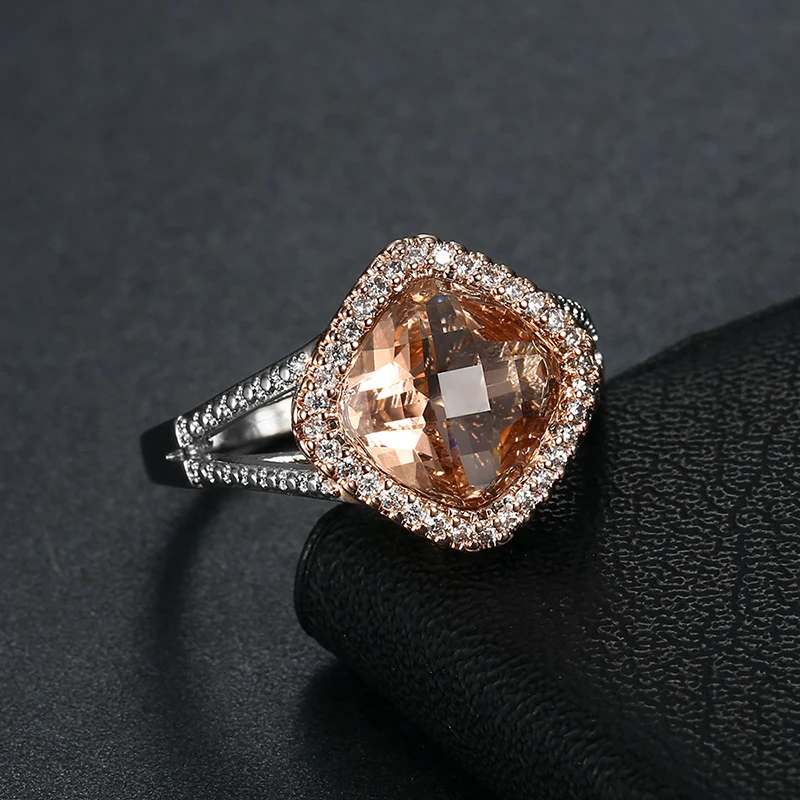 Красивый ослепительный AAA CZ Циркон женское кольцо овальное розовое золото Морган камень женские ювелирные изделия как свадебный подарок