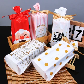 

5PCS Waterproof Christmas Gift Bag Cookie Candy Bag Snowflake Crisp Bag Handmade Soap Drawstring Bag for Wedding Party Tools