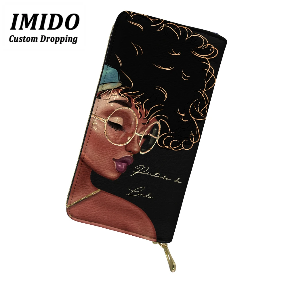 IMIDO, модный кошелек, Черная Королева, африканская девушка, узор, многофункциональные кошельки на молнии, Женский кошелек, сумка для мобильного телефона, кошелек, Carteras - Цвет: wll5092