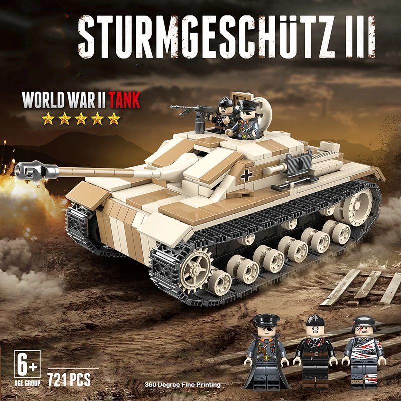 

721pcs LegoINGlys WW2 Military Germany Tank Model Set Building Blocks Soldier Gun Weapon Army Bricks Kids Toys For Children