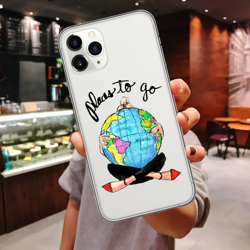 World Map Travel Just Go Soft Phone Cases for iPhones 11 Pro Max 2019 plane silicone Cover For iPhones 6s 7 8 Plus XR XS Max X