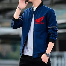 Men's Bomber Jacket 2021 new Honda Red Wing Logo Motorcyce Bike Jacket Baseball Uniform Honda Men's Clothing Coats Streetwear