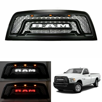 

Fit For Dodge Ram 2500 2010-2018 Front Racing Grill Hood with LED light mesh Grille modified Rebel Style