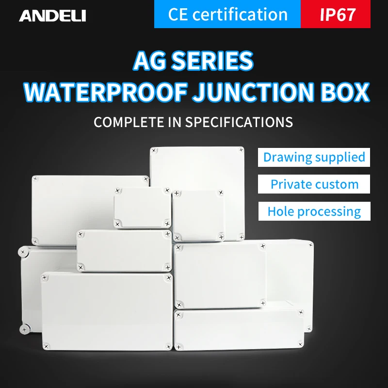 ANDELI ABS пластик IP67 водонепроницаемый распределительная коробка DIY наружная электрическая Соединительная коробка