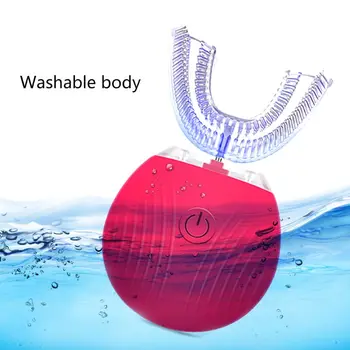 

1set 1set 360 Degree Auto Disinfection U Shape Timer Ultra Sonic Silicon Electric Toothbrush Wireless Rechargeable 3 Modes Tooth