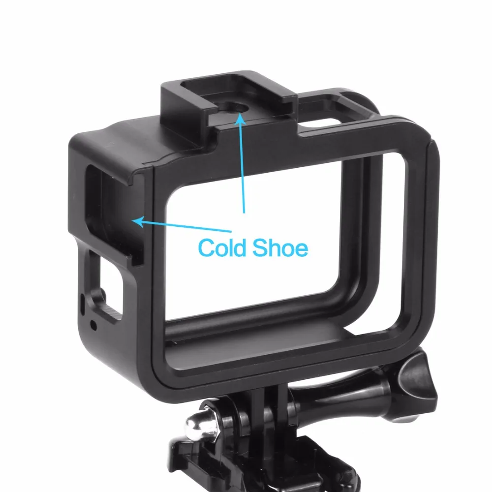 Алюминиевая защитная рамка для камеры для GoPro Hero 8, черный металлический корпус, чехол с креплением для холодного башмака